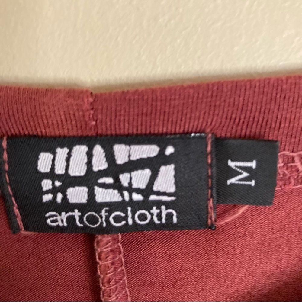 Art of Cloth Tie Dye High Low Long Sleeve Tunic Blouse Maroon Red Size M - Picture 11 of 12